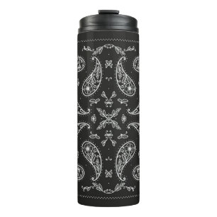 Termo Impresión de ornamento de Bandana en blanco y negr