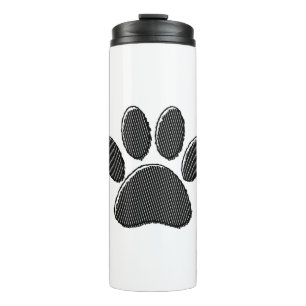 Termo Impresión de tracción de cachorro rayada en blanco