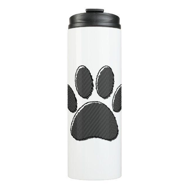 Termo Impresión de tracción de cachorro rayada en blanco (Anverso)