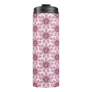 Termo Impresión en bloque Flores de mosaico rosado rojo