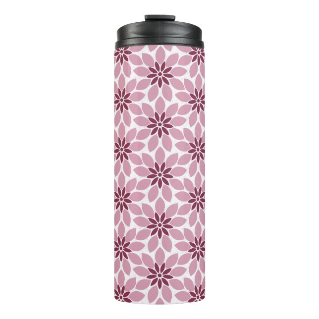 Termo Impresión en bloque Flores de mosaico rosado rojo (Anverso)