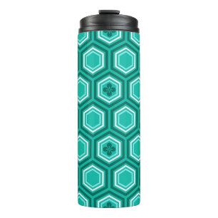 Termo Impresión Hexagonal Kimono, Turquesa y Aqua