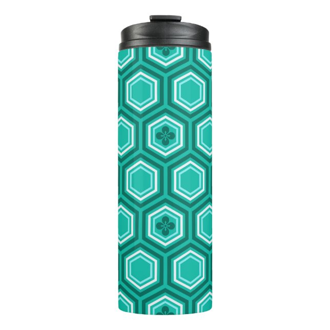 Termo Impresión Hexagonal Kimono, Turquesa y Aqua (Anverso)