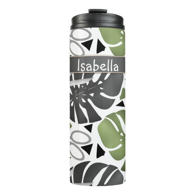 Termo Impresión tropical de monstera hojas tijeras jungl (Anverso)