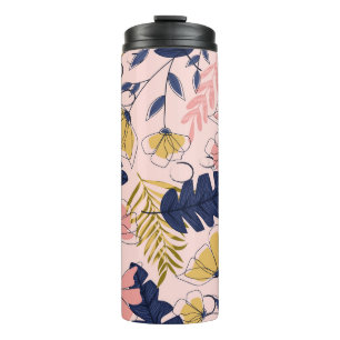 Termo Impresión vintage de flores de hojas tropicales