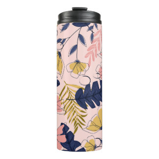 Termo Impresión vintage de flores de hojas tropicales