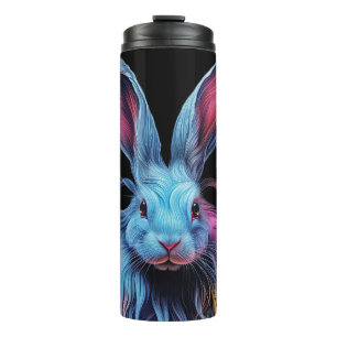 Termo Impresionante conejo azul en llamas