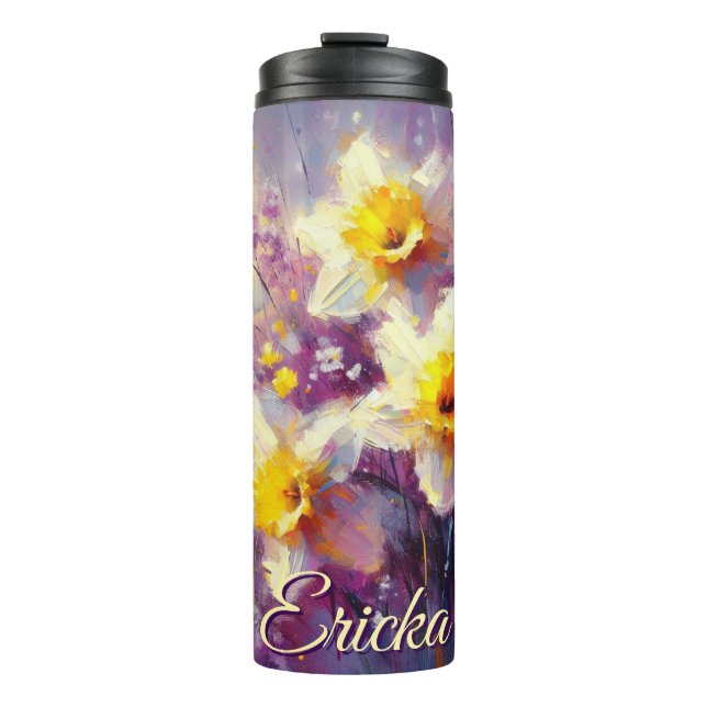 Termo Impresionante Daffodil Floral Purple personalizado (Anverso)