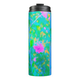 Termo Impresionante paisaje azul con flor rosa