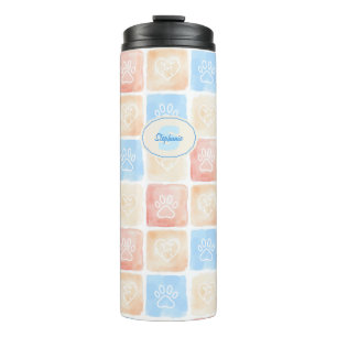 Termo Impresiones y corazones de la pintura acuarela en 