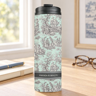 Termo Impreso vintage negro menta toile de jouy