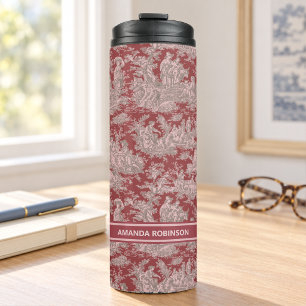 Termo Impreso vintage rojo rosa toile de jouy