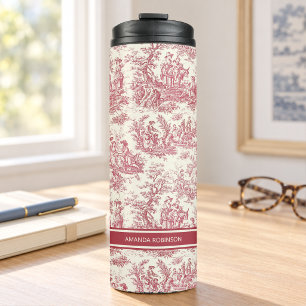 Termo Impreso vintage rojo toile de jouy
