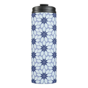 Termo Imprimir en bloque Flores de mosaico azul