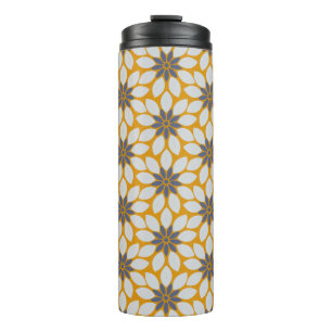 Termo Imprimir en bloque Flores de mosaico fondo amarill