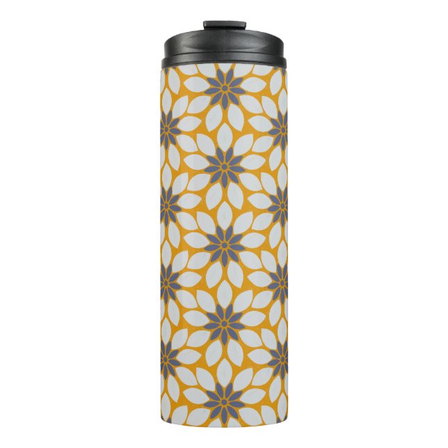 Termo Imprimir en bloque Flores de mosaico fondo amarill (Anverso)
