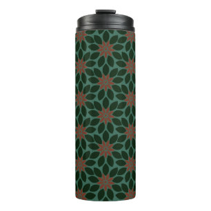 Termo Imprimir en bloque Flores de mosaico rojo verde os
