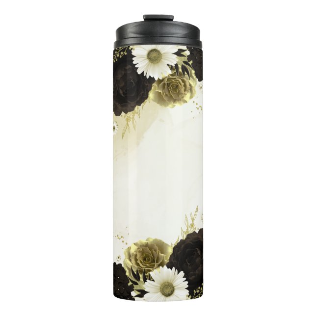 Termo Increíbles flores marrones marfil oro (Anverso)