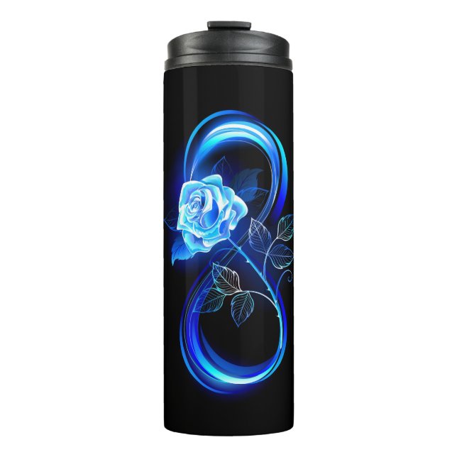 Termo Infinito brillante con rosa azul (Anverso)