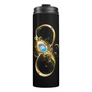 Termo Infinito con la pluma de pavo real dorado