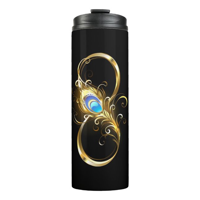 Termo Infinito con la pluma de pavo real dorado (Anverso)