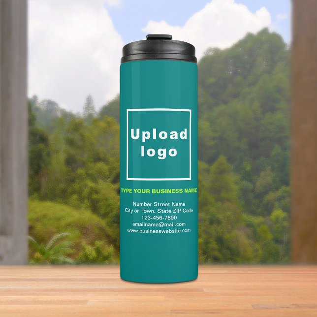 Termo Información de negocio Tumbler térmico Verde azula (Build brand name awareness. Your business brand on teal green thermal tumbler.)
