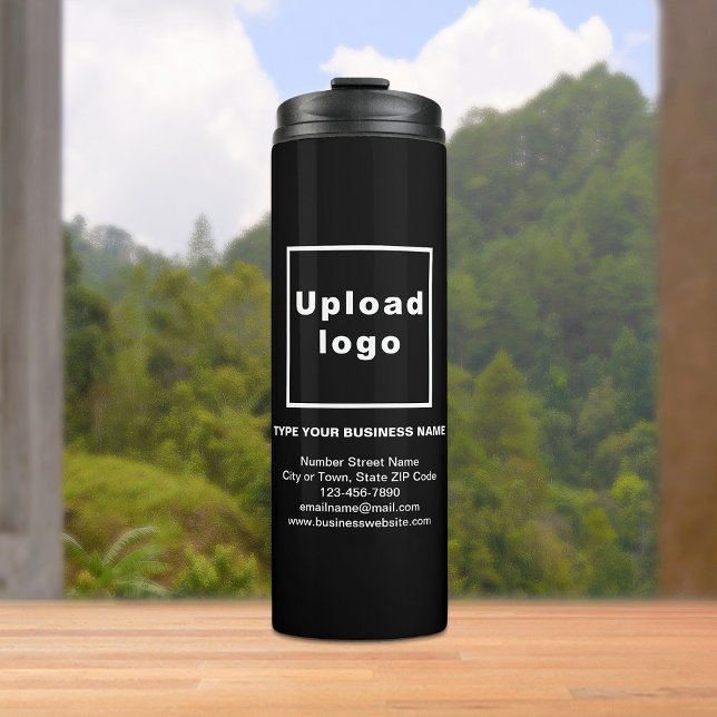 Termo Información empresarial Tumbler térmico negro (Build brand name awareness. Your business brand on black thermal tumbler.)