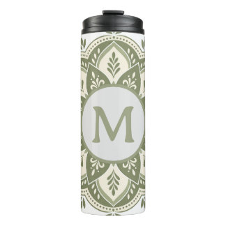 Termo Inicial de Monograma Boho Mandala Verde Salvia