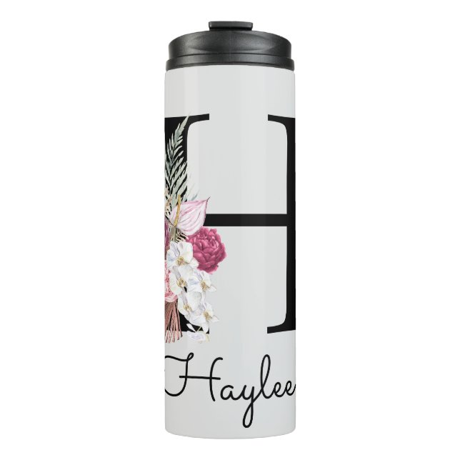 Termo Inicial H Monograma Rosa Boho Floral (Anverso)