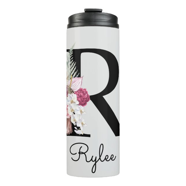 Termo Inicial R Floral Rosa Monogramada (Anverso)