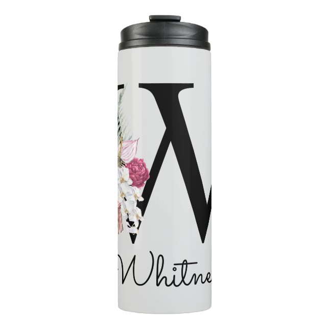 Termo Inicial W Monogramada Rosa Boho Floral Femenina (Anverso)