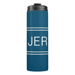 Termo Iniciales Monogramadas Azul Vajilla de Viaje Café