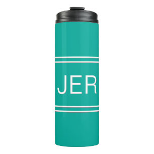 Termo Iniciales Monogramadas Vajilla de Viaje Verde Teal