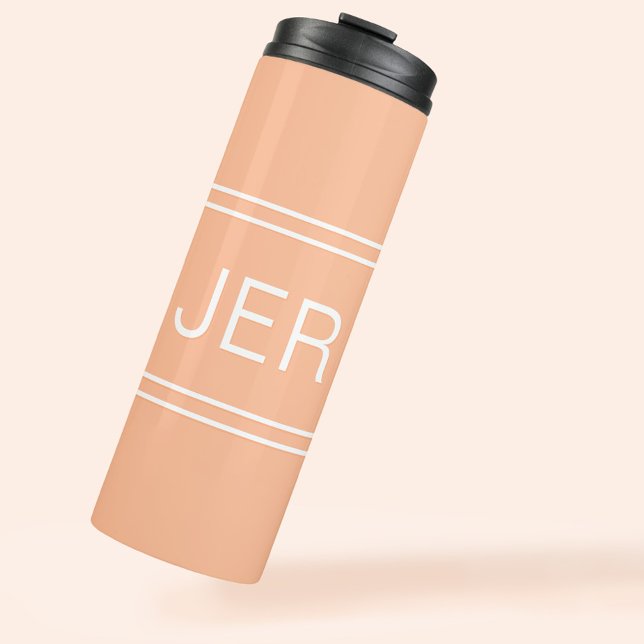Termo Iniciales Monogramas Personalizadas de Viaje para  (Custom Monogrammed Initials Drink Travel Peach Thermal Tumbler)