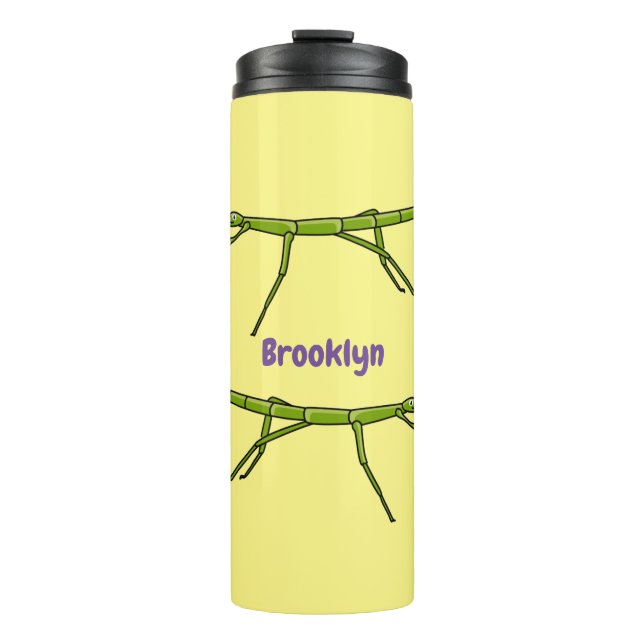 Termo Insectos de palos verdes con caras felices persona (Anverso)