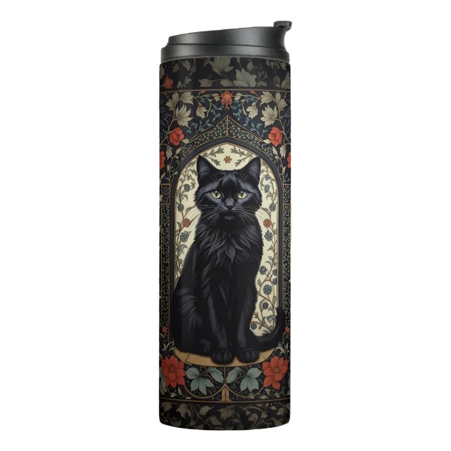 Termo Inspirado el gato negro William Morris (Rotado hacia la izquierda)