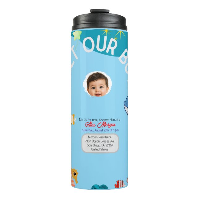 Termo Invitación de Baby Shower para Conocer a Nuestro N (Anverso)