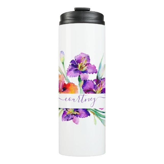 Termo Iris personalizado con acuarela púrpura (Anverso)