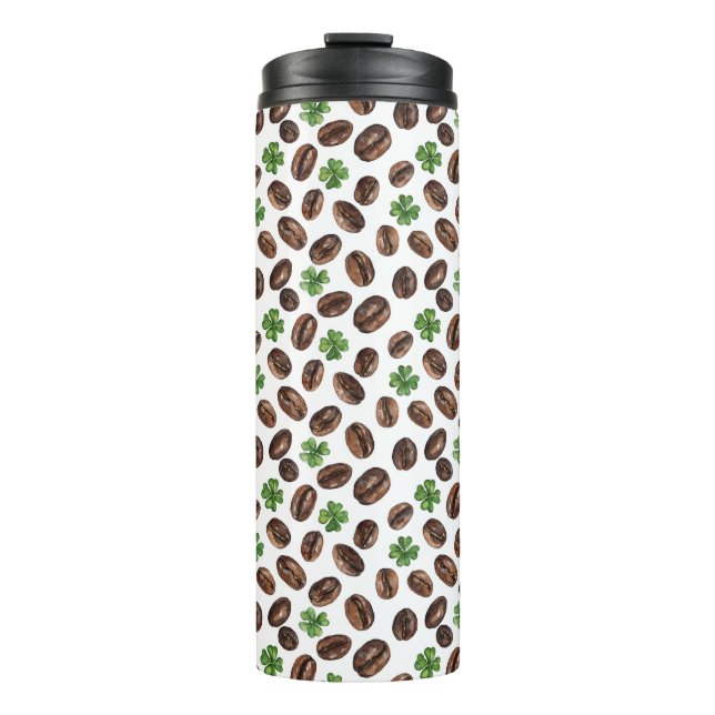 Termo Irish Coffee Beans and Shamrocks Funny Design (Anverso)