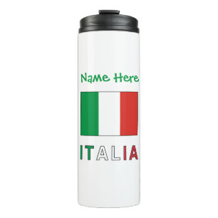 Termo Italia y Bandiera Italiana Personalización Verde