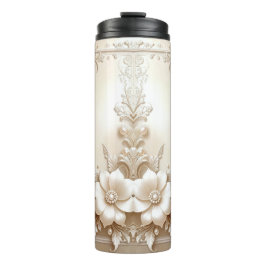 Termo Ivory Flowers Thermal Tumbler