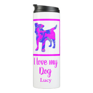 Termo Jack Russell Terrier Dog Hot Pink and Blue Silhoue