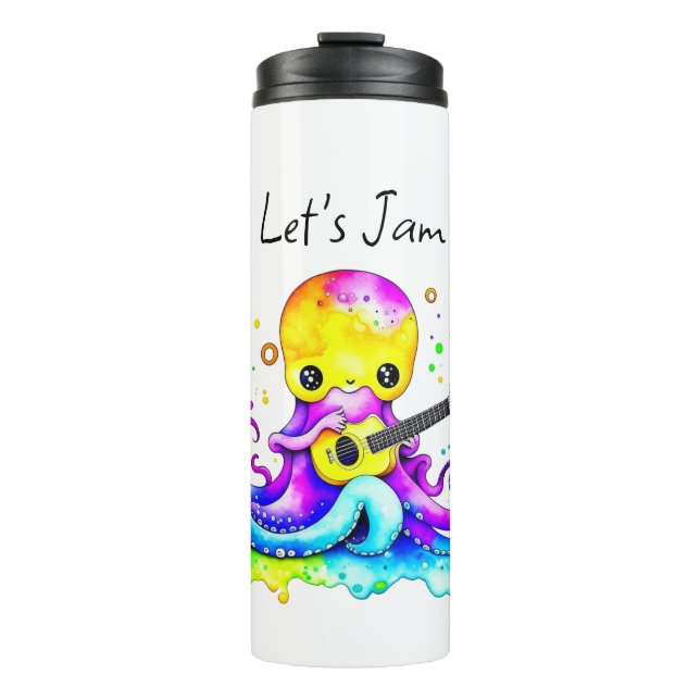 Termo Jam | Octopus Tocando Guitarra Acústica (Anverso)
