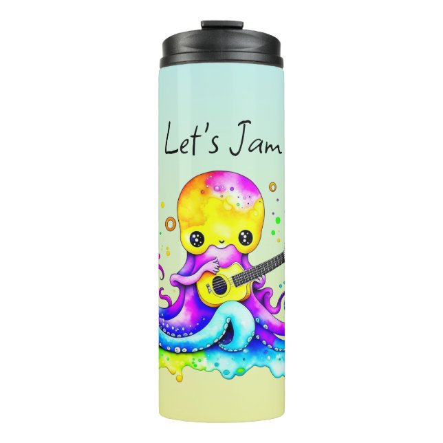 Termo Jam | Octopus Tocando Guitarra Acústica (Anverso)
