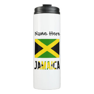Termo Jamaica y bandera jamaicana con tu nombre