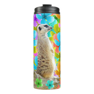 Termo Jardín de juegos: Meerkat en medio de flores trico