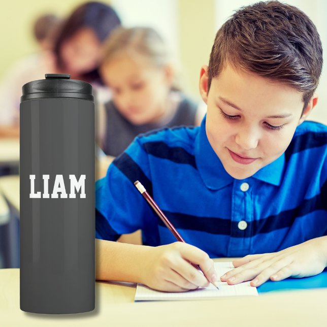 Termo Jardín de niños personalizado Liam simple moderno (Subido por el creador)