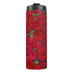 Termo Jardín de Rosas Rojas Patrón Floral Sin Costuras R