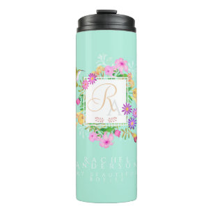 Termo Jardín floral Aqua Monograma