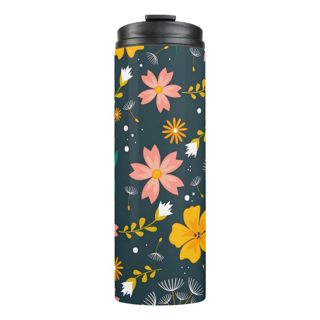 Termo Jardín floral naval patrón caprichoso de primavera (Anverso)